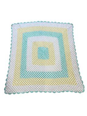 Handmade Crochet Afghan Gender Neutral Baby Blanket Measures Approx. 40" X 40"